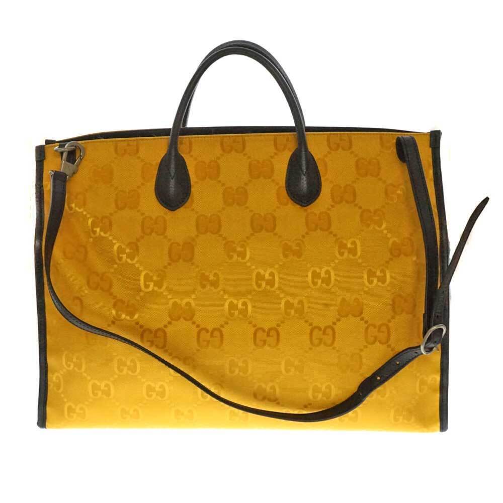Gucci GG Grid by both yellow black Tote Bag Off The